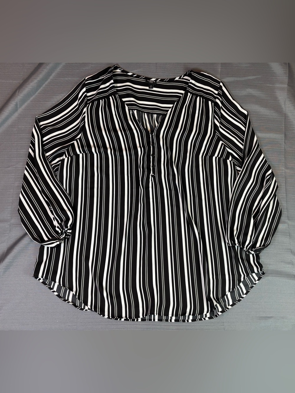 Torrid Harper Blouse 3X Black White Striped High Low Tunic Top